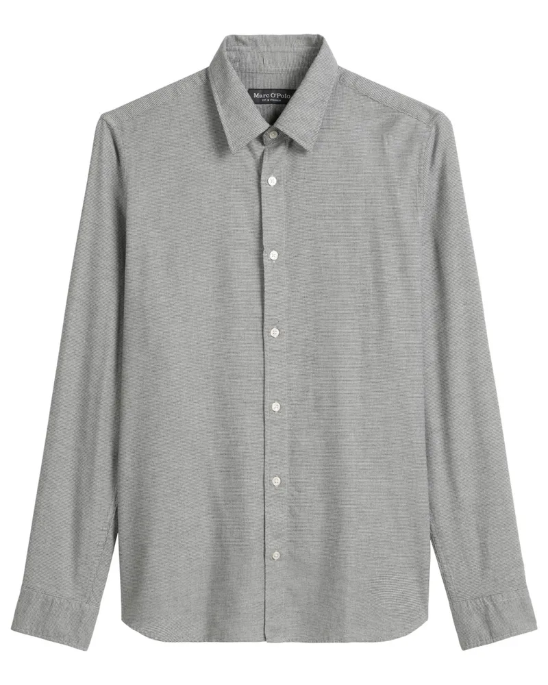 Marc O'Polo Flanellhemd mit Pepita-Muster, Shaped Fit in Hellgrau