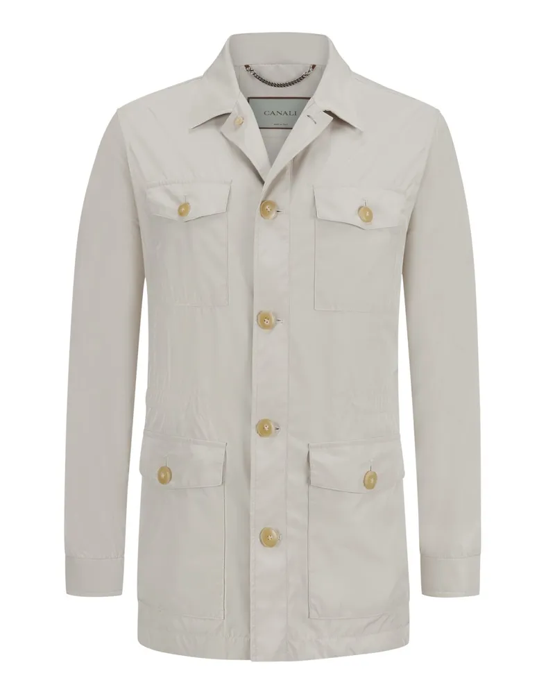 Canali Leichte Fieldjacket mit 4 aufgesetzten Taschen in Beige