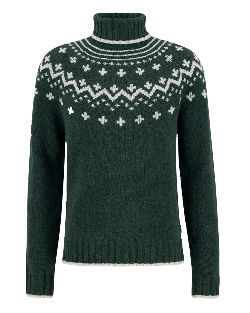 Barbour Rollkragenpullover Hewton mit Fair Isle-Muster aus Wolle in Tanne