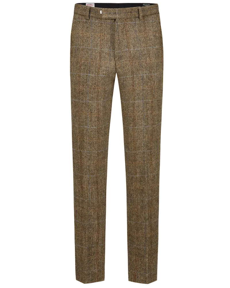 Wellington of Bilmore Harris Tweed-Hose Mr. Miller mit Fischgrätmuster, Regular Fit in Sand