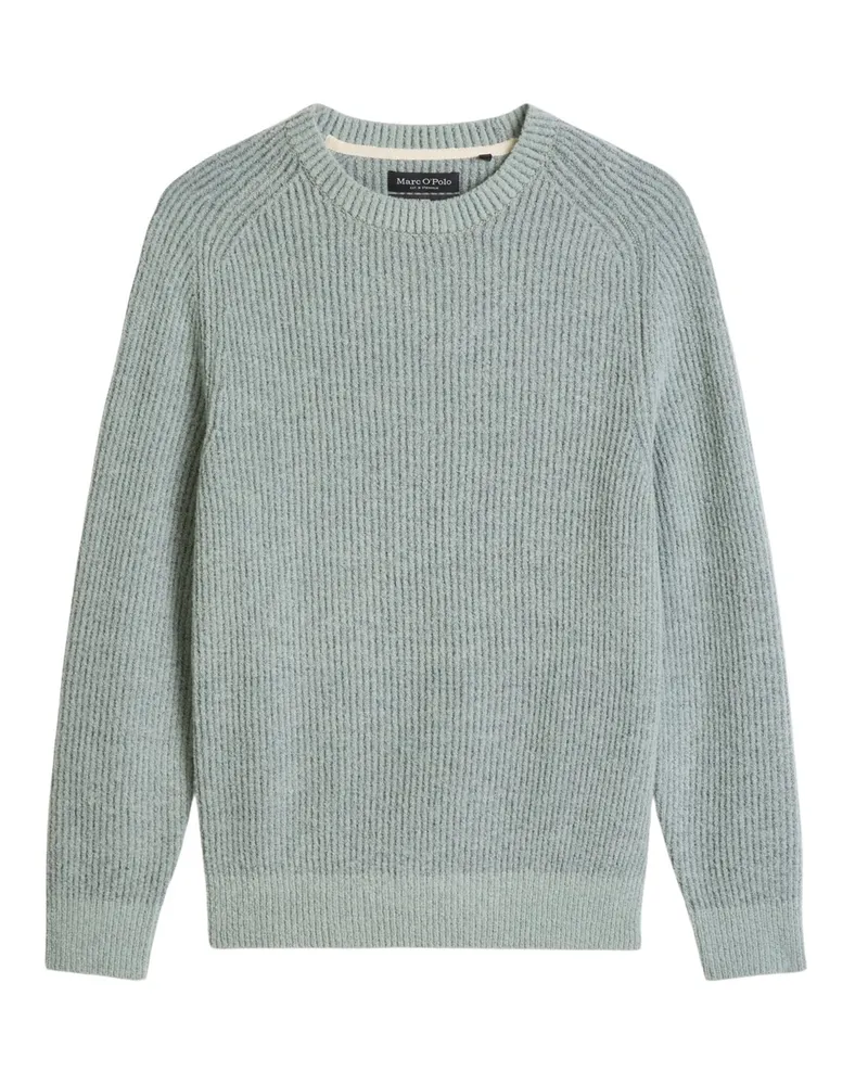 Marc O'Polo Softer Rundhalspullover aus einem Schurwollmix in Bouclé-Strick, Regular in Salbei