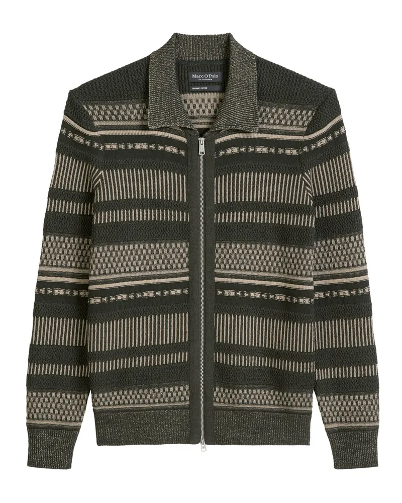 Marc O'Polo Strickjacke aus einem Baumwollgemisch in Oliv