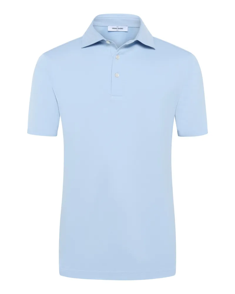 Gran Sasso Glattes Poloshirt aus softem Baumwolljersey in Hellblau