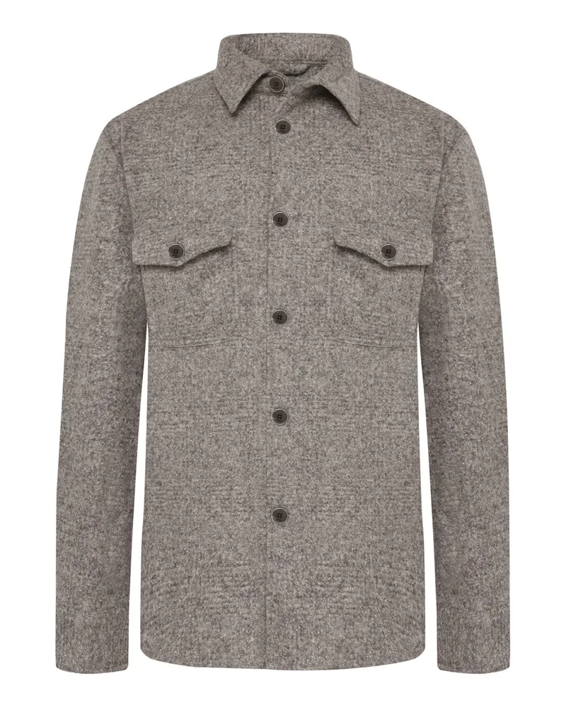 Maerz Strick-Overshirt mit Seidenanteil und aufgesetzten Taschen in Sand