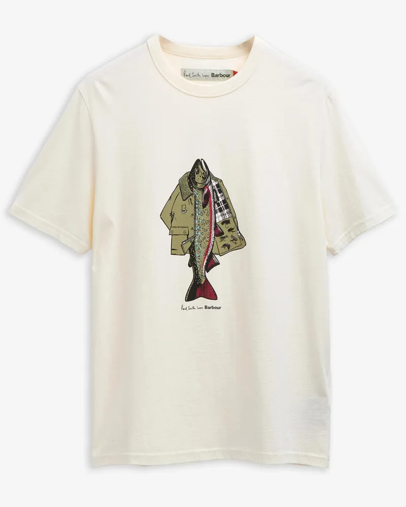 Barbour Paul Smith loves Barbour T-Shirt mit Motiv-Print in Offwhite