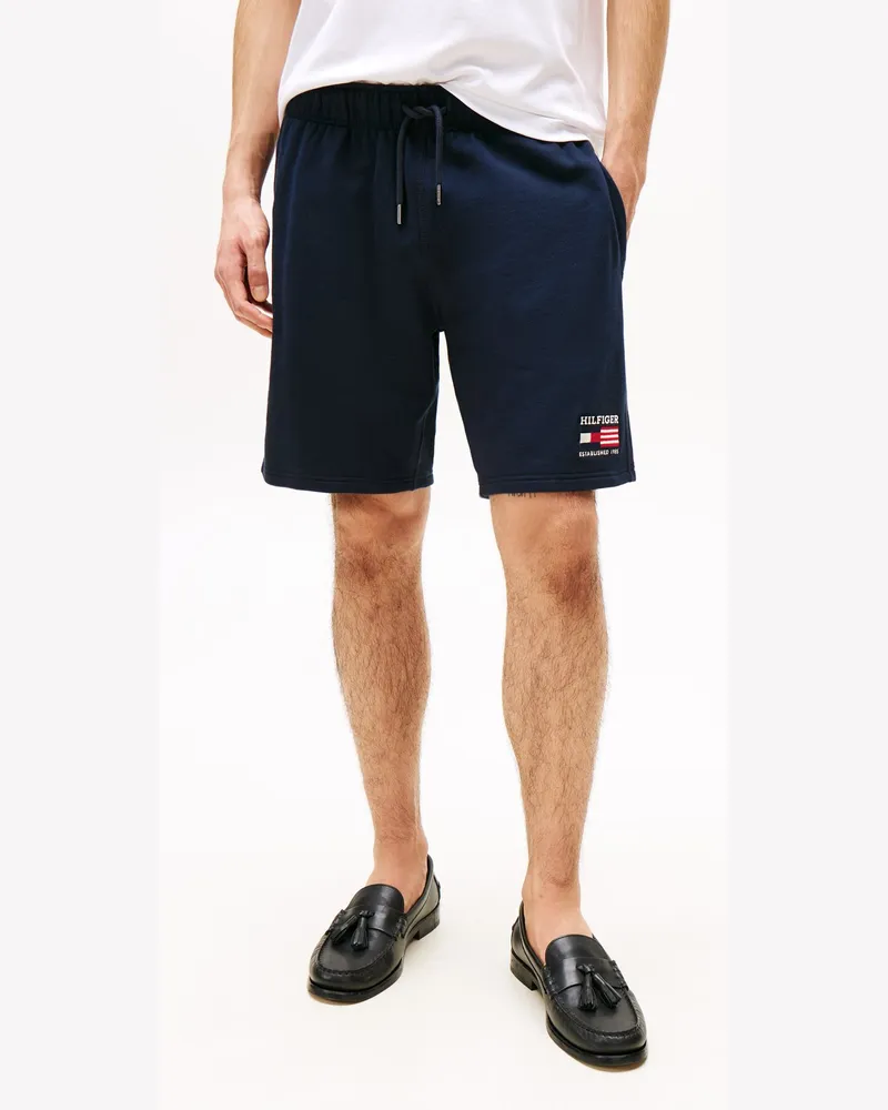 Tommy Hilfiger Sweatshorts aus Baumwolle mit Logo-Aufnäher in Marine
