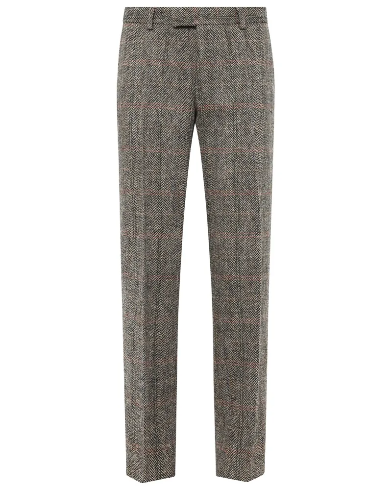 Wellington of Bilmore Teilgefütterte Anzughose aus Harris Tweed mit Fensterkaro in Braun