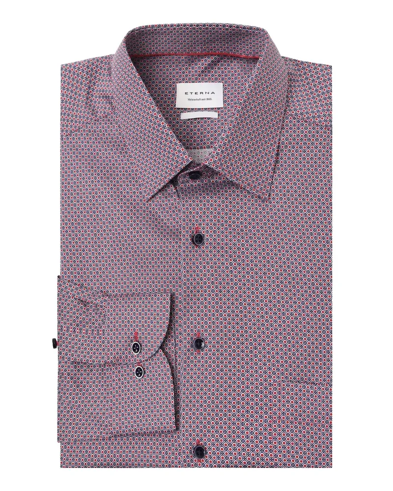 Eterna Bügelleichtes Hemd mit geometrischem Muster, Modern Fit in Rot