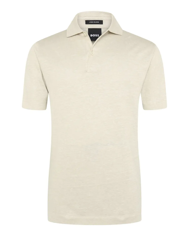 HUGO BOSS Unifarbenes Poloshirt aus einem Leinen-Baumwollmischgewebe in Beige
