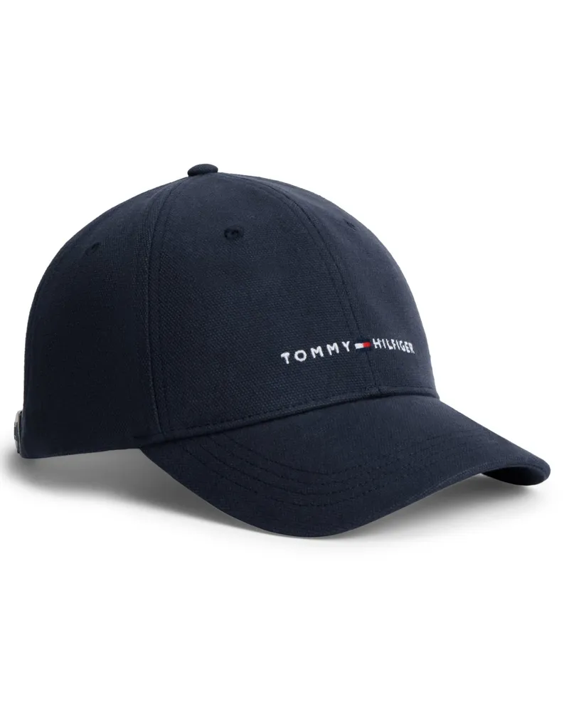Tommy Hilfiger Cap aus Baumwolle mit Struktur und gesticktem Label-Schriftzug in Marine