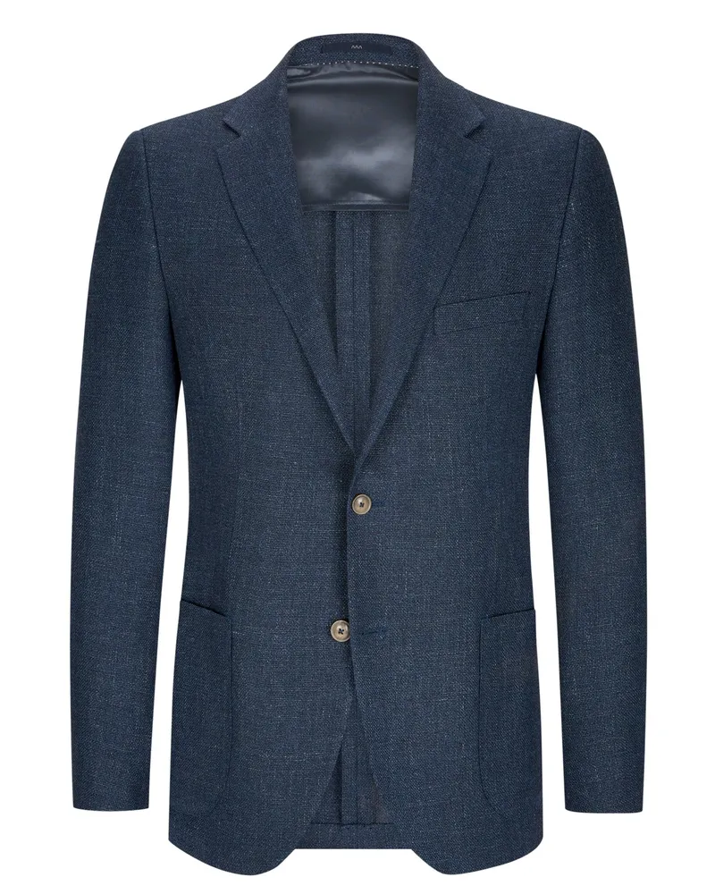Dressler Ungefüttertes Casual Sakko mit Leinenanteil; Shaped Fit Marine
