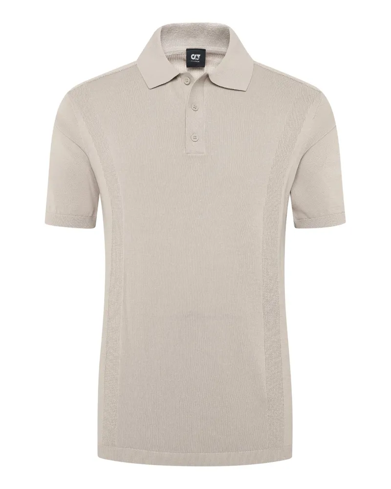 AlphaTauri Unifarbenes Strick-Poloshirt mit Leinenanteil in Beige