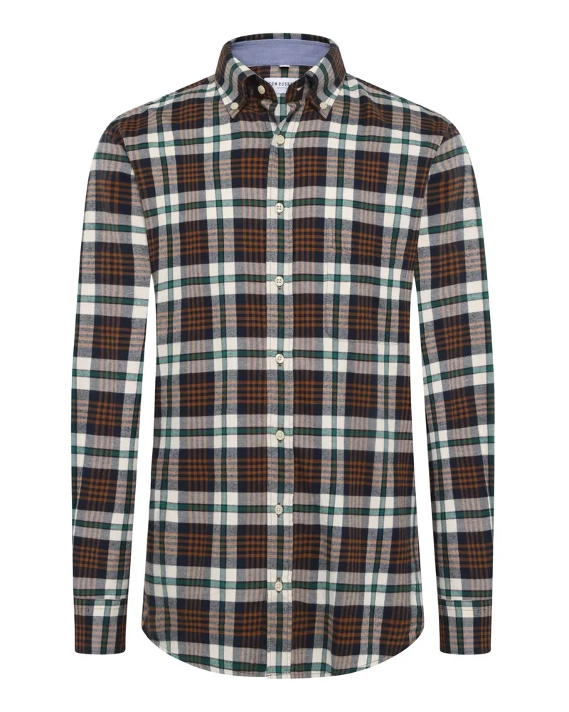 Tom Rusborg Flanellhemd mit Karomuster und Button-Down-Kragen in Grün