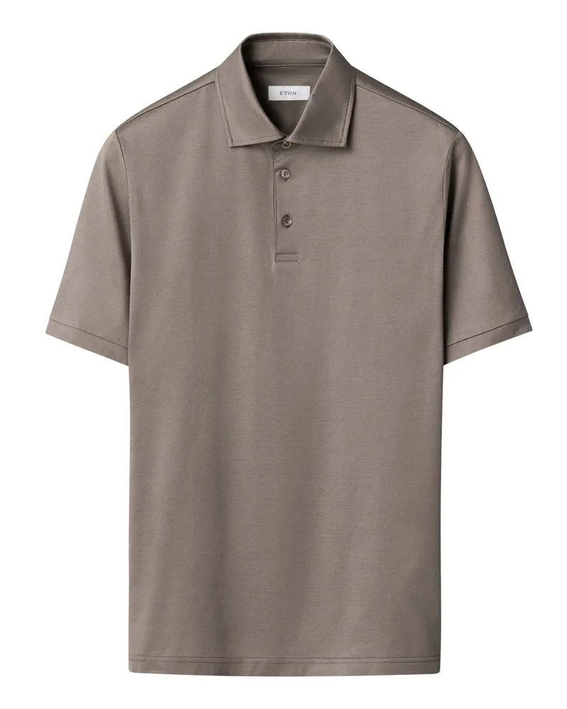 Eton Unifarbenes Jersey-Poloshirt in Braun