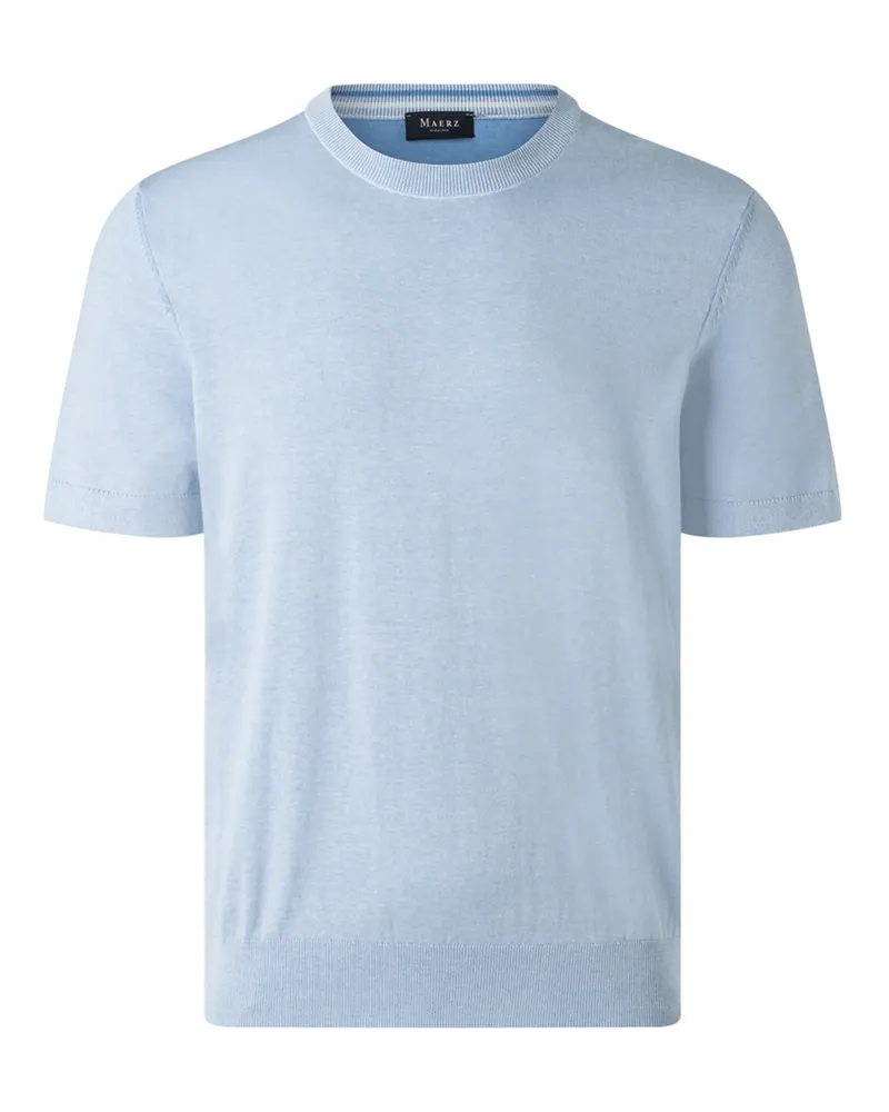 Maerz Softes T-Shirt aus einem atmungsaktiven Baumwollstrick in Hellblau