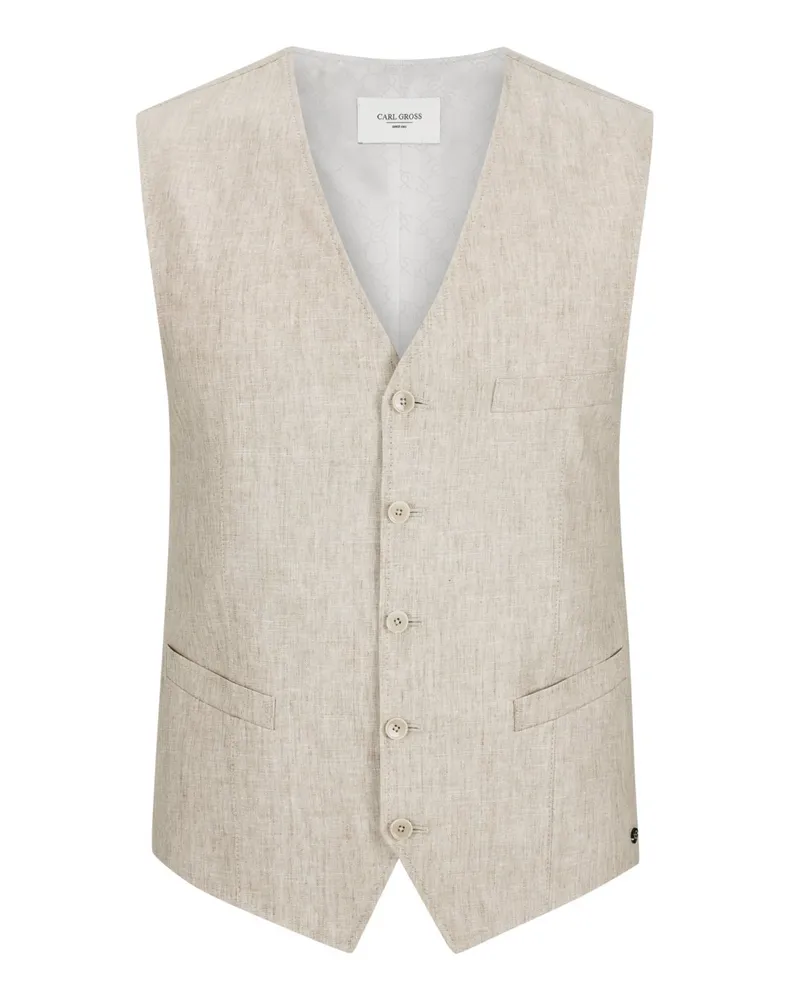 Carl Gross Kombiweste aus Leinen mit Taschen in Natur