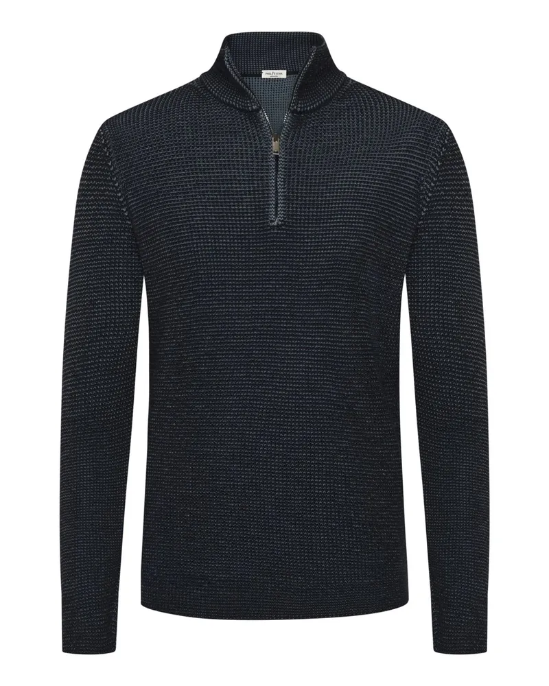 Phil Petter Heavy-Strick-Troyer aus Merinowolle in Bicolor-Optik in Marine