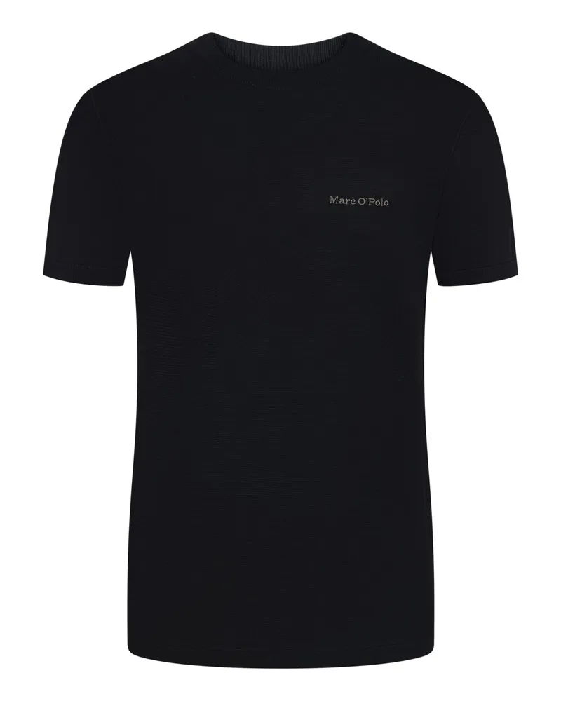 Marc O'Polo Unifarbenes T-Shirt mit kleinem Label-Schriftzug in Marine