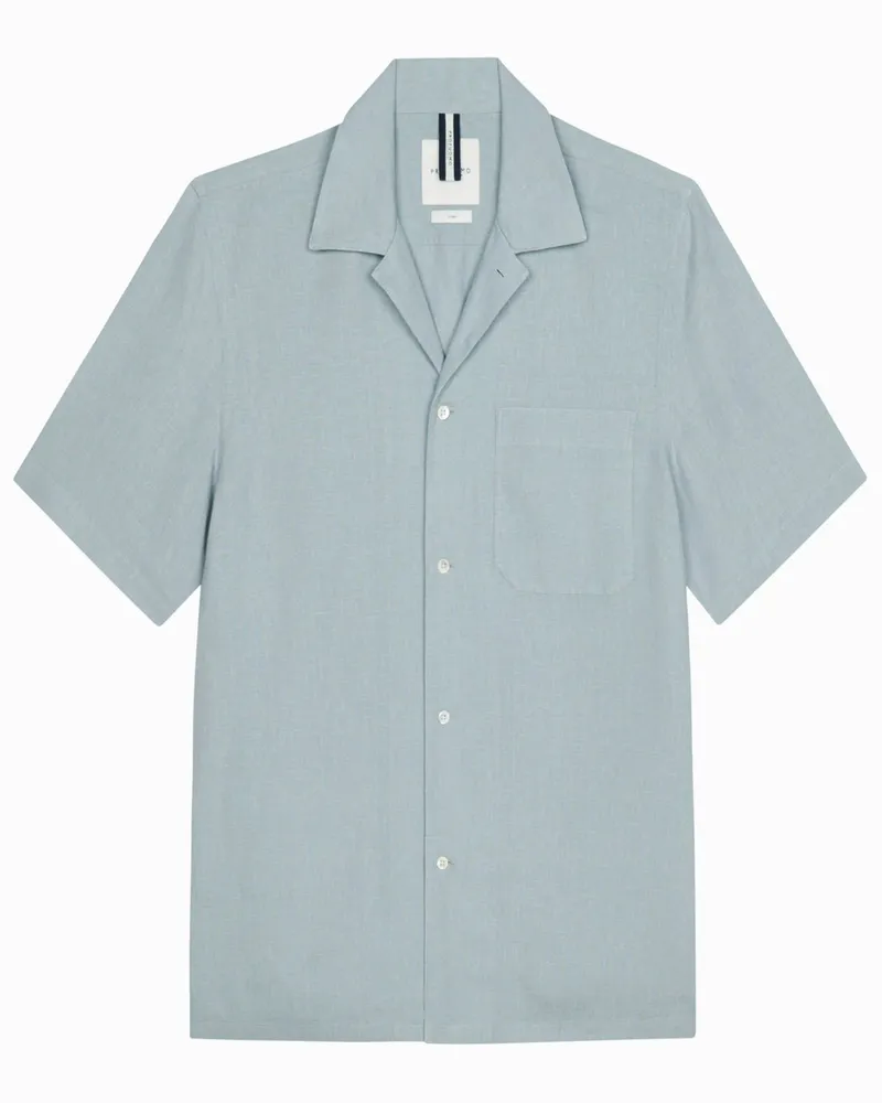 Profuomo Kurzarmhemd aus Leinen mit Variokragen, Relaxed Fit in Hellblau