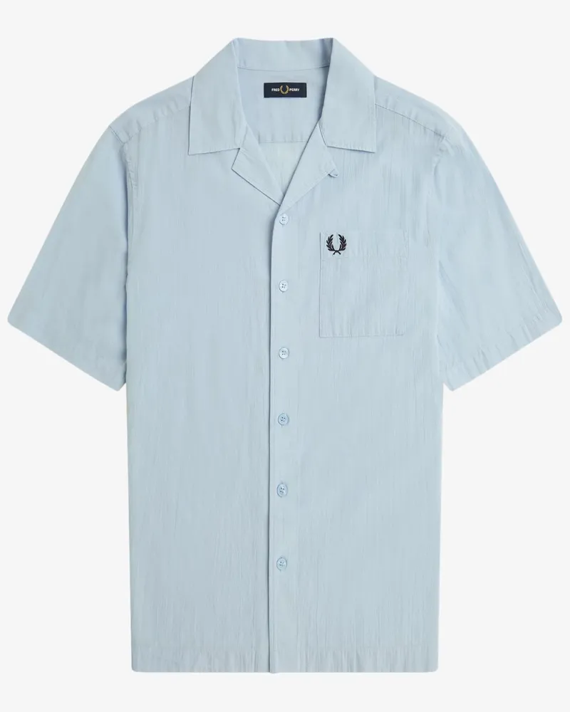 Fred Perry Kurzarmhemd mit Logo-Stickerei und Brusttasche in Hellblau
