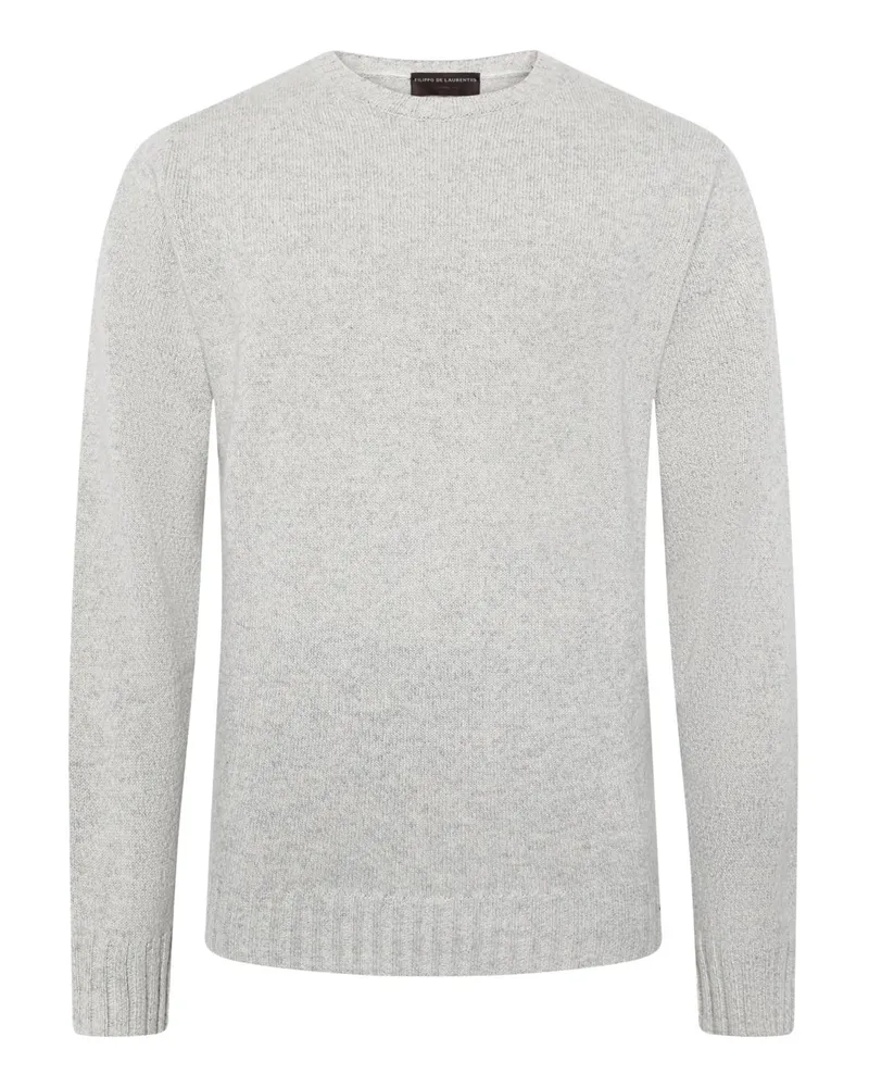 Filippo de Laurentiis Softer Pullover aus einem Merino-Kaschmir-Mix mit O-Neck in Hellgrau