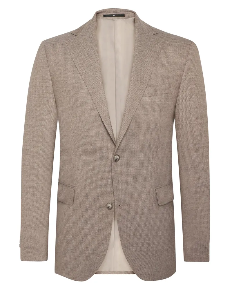 Dressler Einreiher-Sakko aus elastischer Schurwolle mit fallendem Revers in Beige