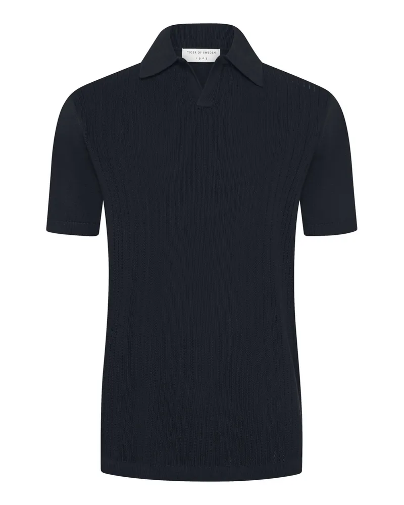 Tiger of Sweden Geripptes Poloshirt aus Baumwolle in Marine