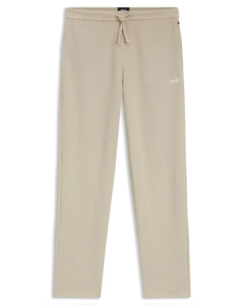 HUGO BOSS Jersey Homewear-Hose mit Waffelstruktur in Beige