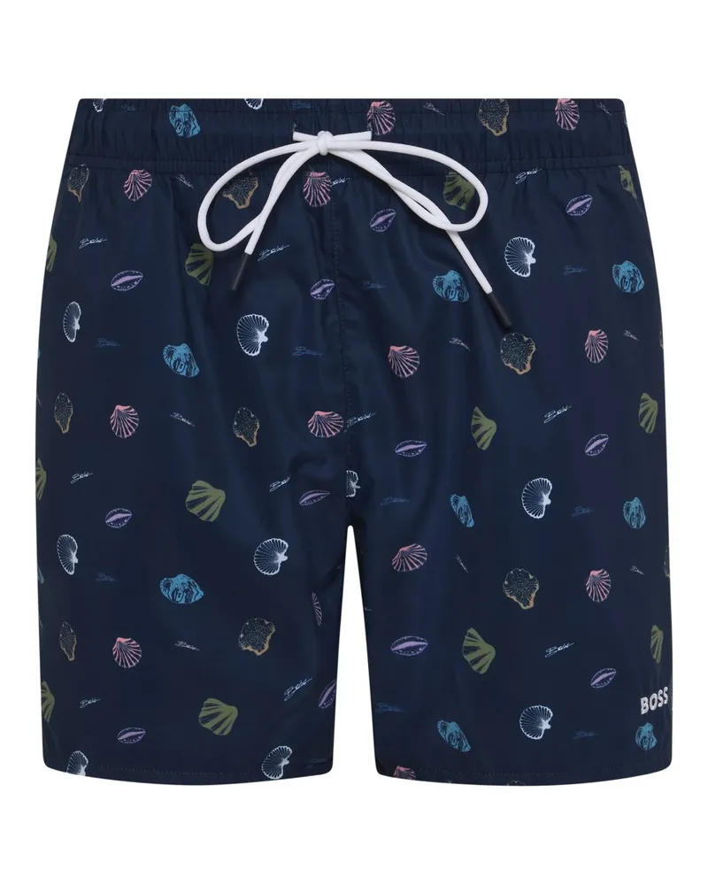 HUGO BOSS Badeshorts mit maritimen Motiven in Marine