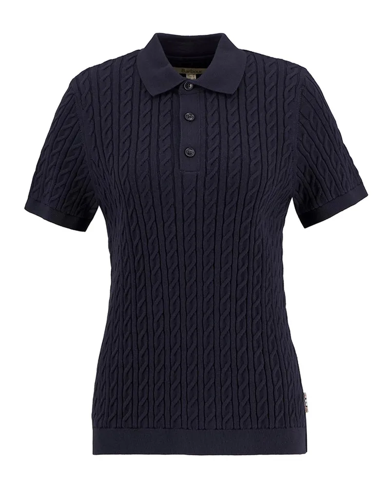 Barbour Damen-Strick-Poloshirt in Zopfstrickmuster in Marine