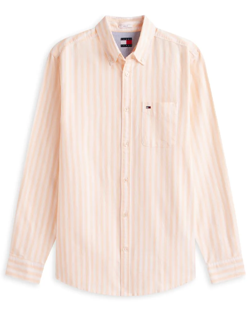 Tommy Hilfiger Oxfordhemd aus Baumwolle mit Streifenmuster, Regular Fit in Koralle
