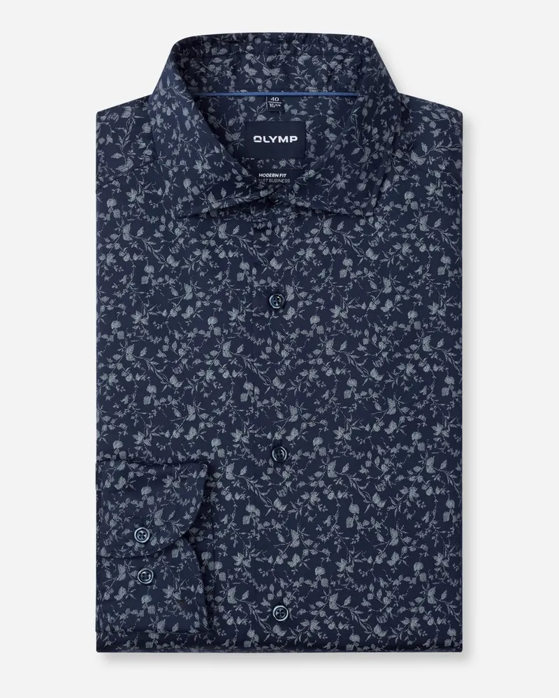 Olymp Smart Business, Modern Fit, Baumwollhemd mit floralem Print in Marine