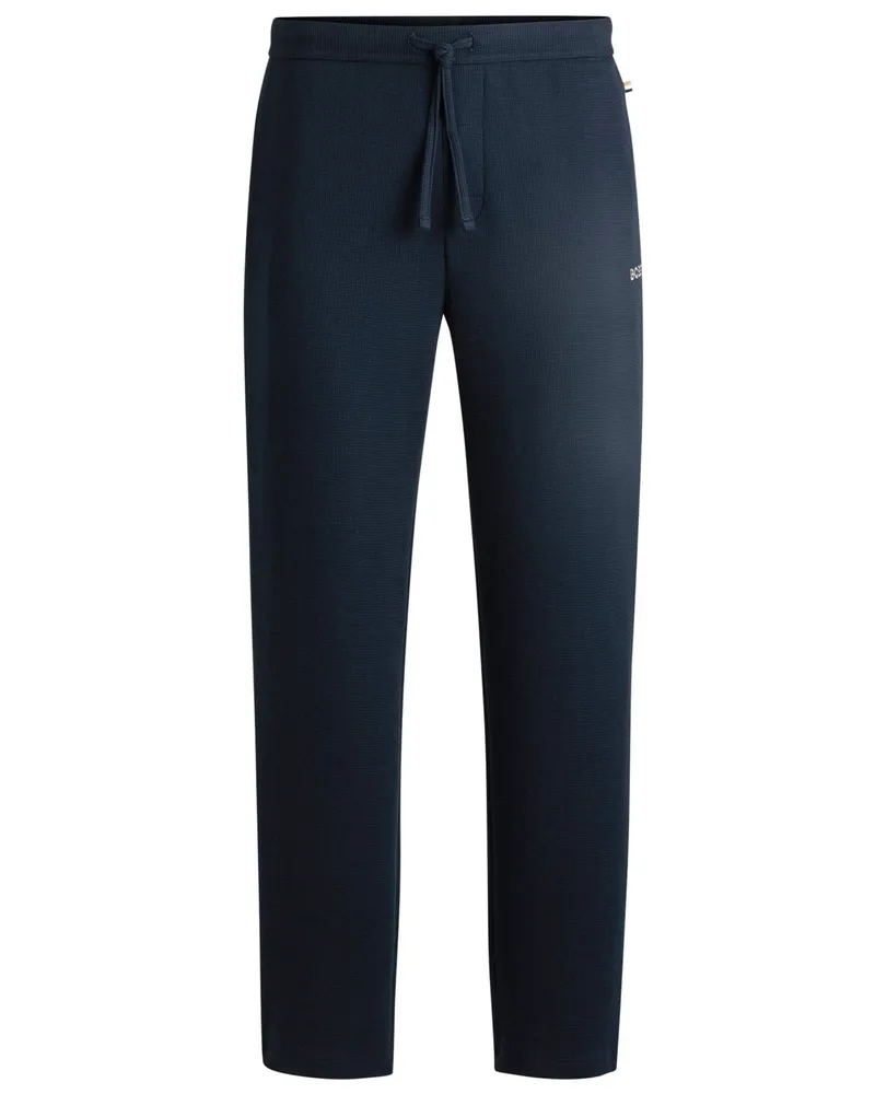 HUGO BOSS Jerseyhose aus einem Baumwoll-Mix mit Waffelstruktur in Marine