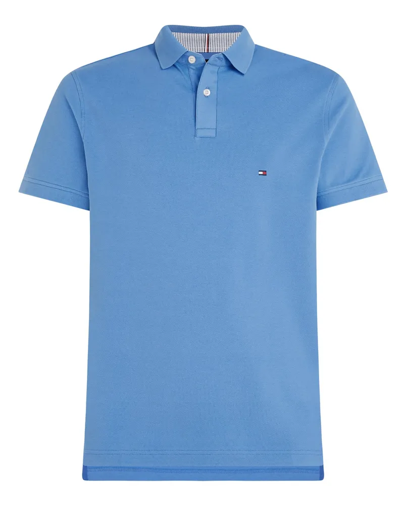 Tommy Hilfiger Piqué-Poloshirt 1985 Regular Fit mit Stretch und Flag-Stickerei in Mittelblau