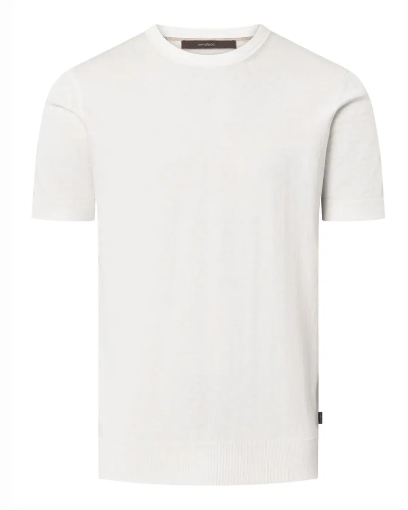 windsor. Softes T-Shirt aus Baumwolle, Seide und Kaschmir in Weiß