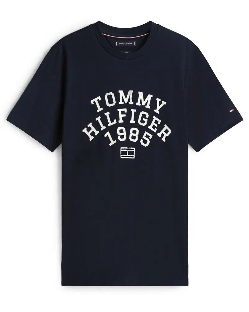 Tommy Hilfiger T-Shirt aus Baumwolle mit Frontprint, Regular Fit in Marine