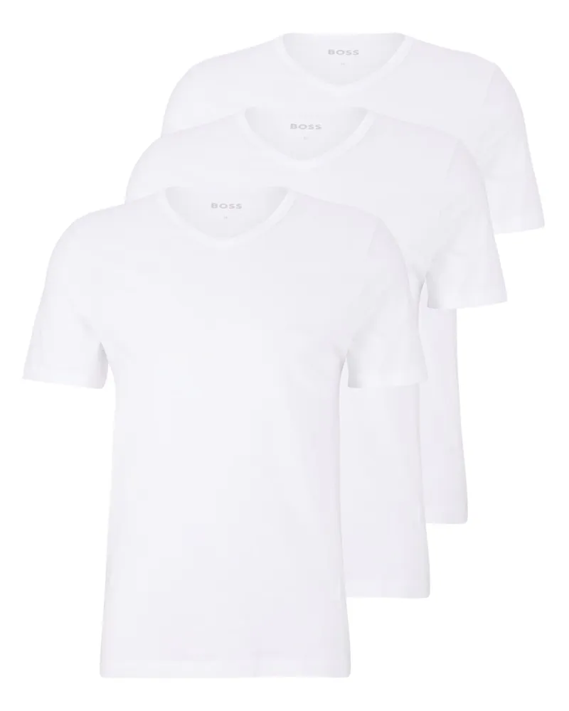 HUGO BOSS 3er Pack Unifarbenes Unterhemd mit V-Ausschnitt, Regular Fit in Weiß