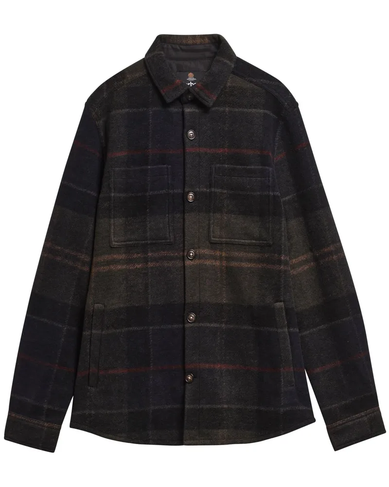 Barbour Overshirt aus einem Woll-Mix mit Tartan-Muster in Marine