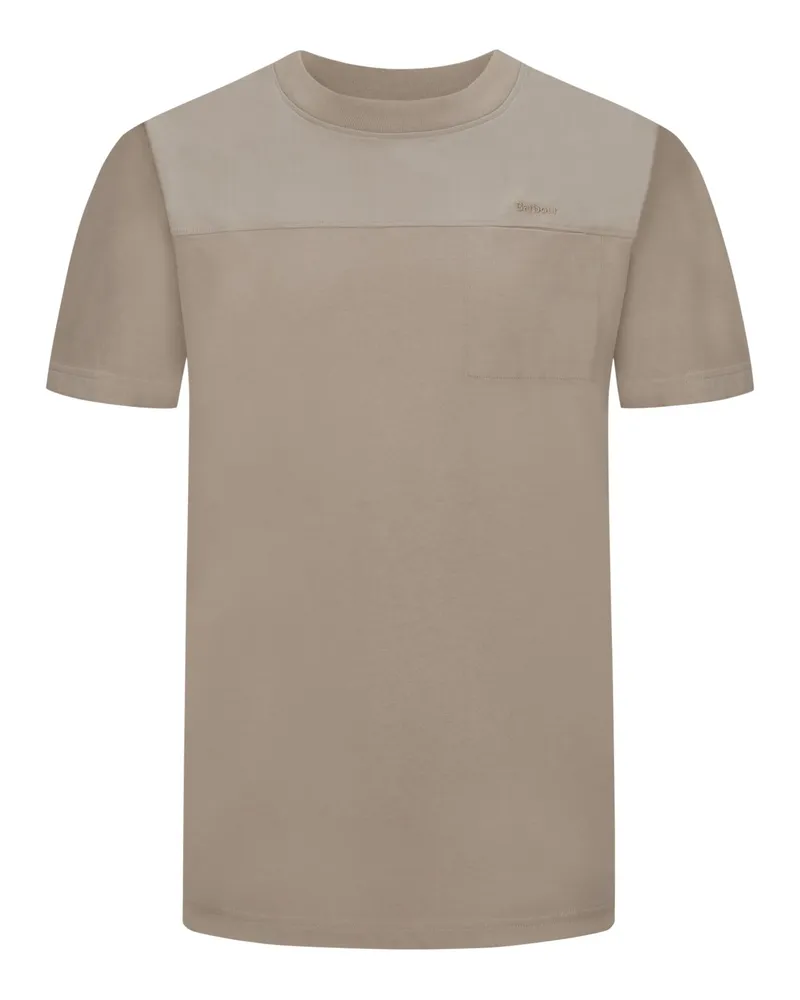 Barbour T-Shirt mit tonaler Stickerei und Brusttasche in Beige