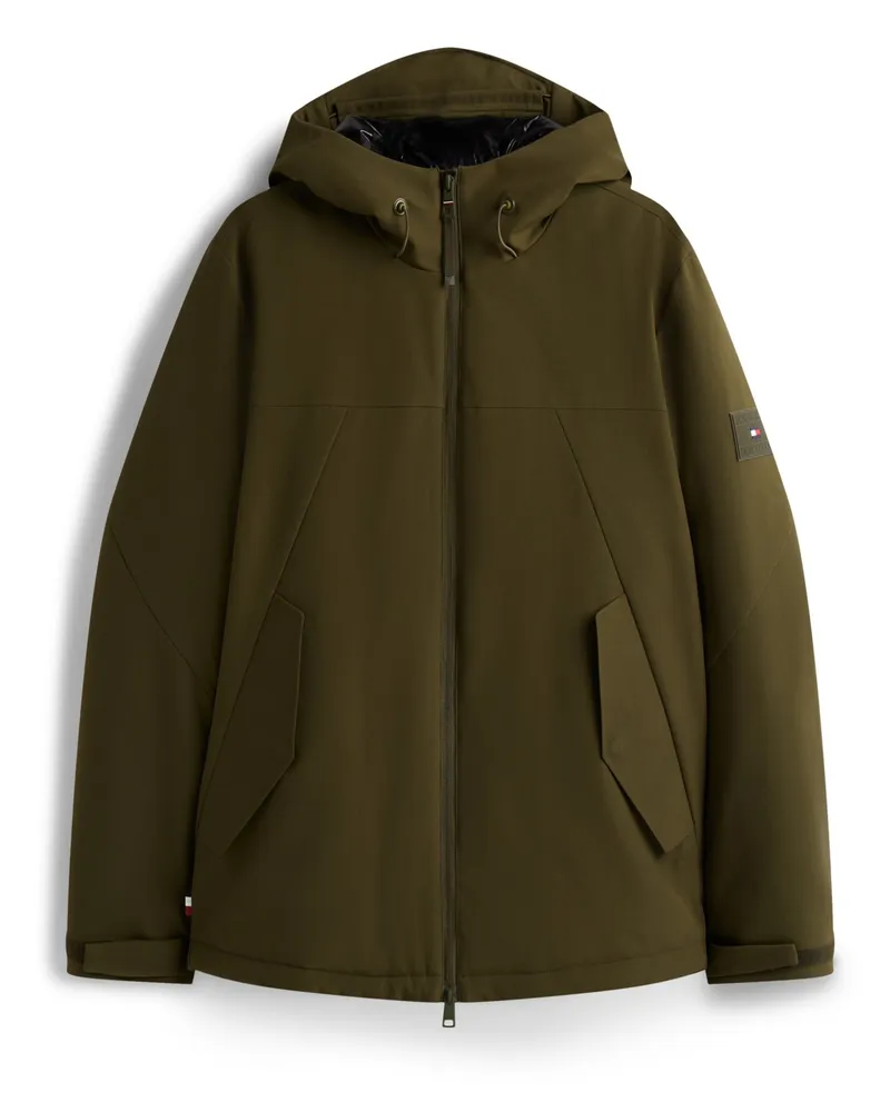 Tommy Hilfiger Übergangsjacke mit Kapuze aus recyceltem Material in Oliv