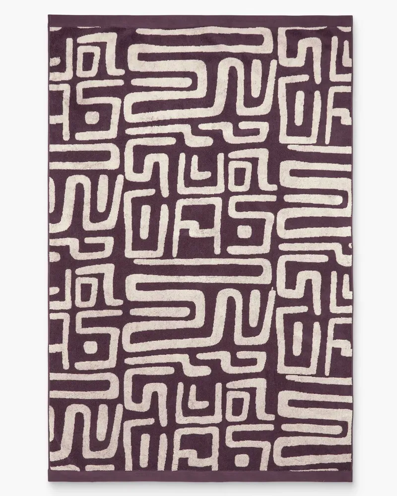 OAS Gemustertes Badetuch aus Baumwolle in Frottee-Qualität in Bordeaux