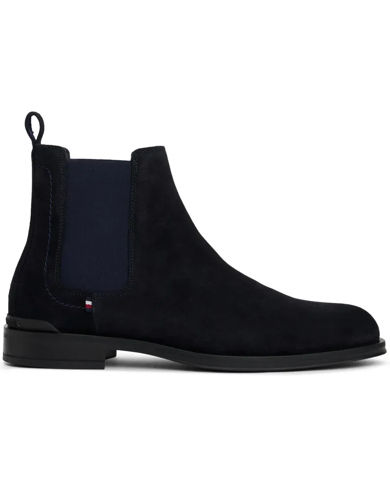 Tommy Hilfiger Chelsea Boots aus Veloursleder mit Logo-Stickerei in Marine