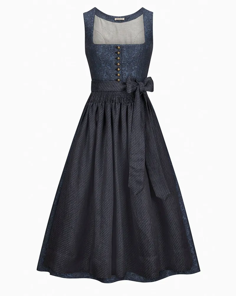 Gottseidank Dirndl Monika aus Leinen mit geradem Ausschnitt in Graublau