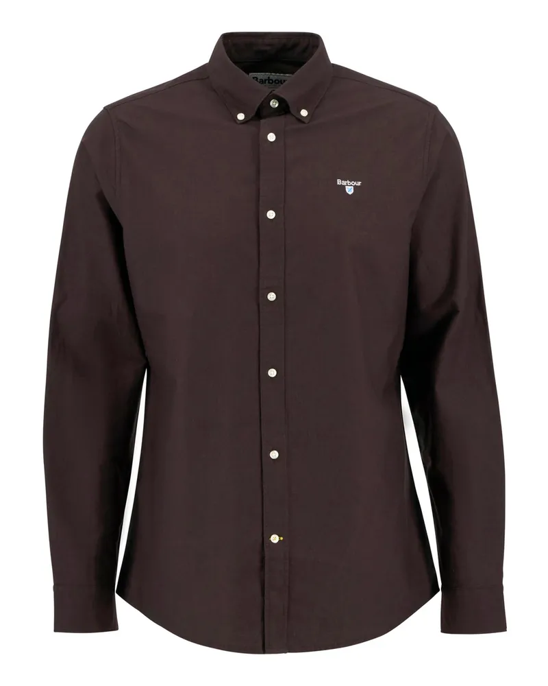 Barbour Oxfordhemd aus Baumwolle mit Label-Schriftzug, Tailored Fit in Braun