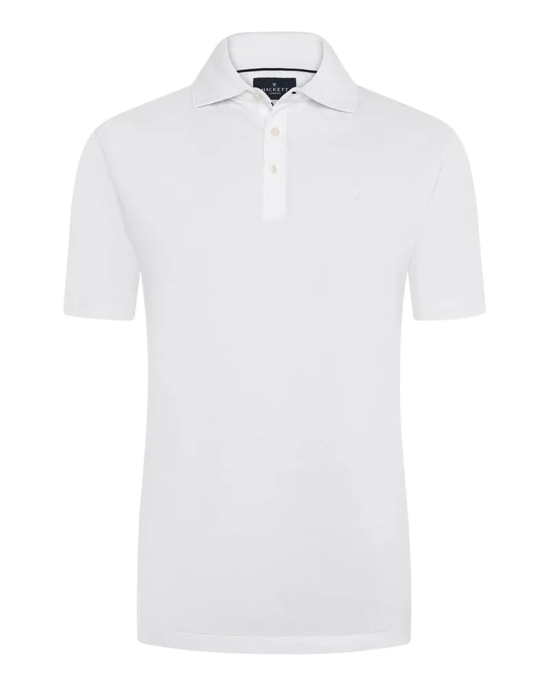 Hackett Poloshirt aus feinem Baumwoll-Piqué mit Logo-Stickerei, Classic Fit in Weiß