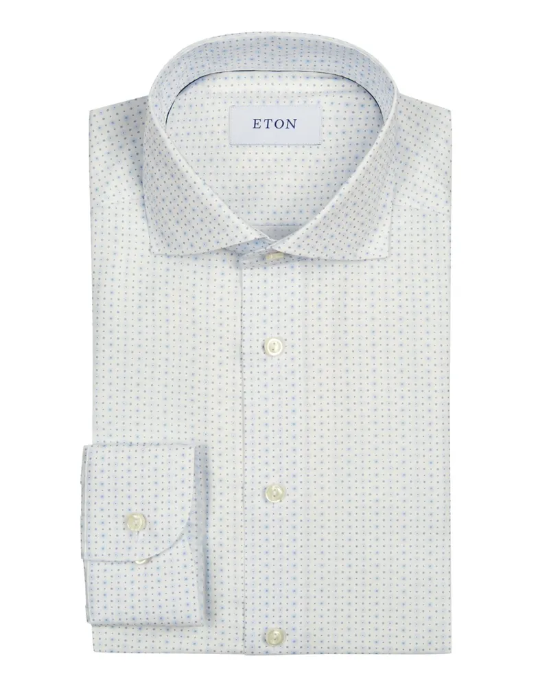 Eton Leichtes Hemd mit Punkte-Muster, Slim Fit in Hellblau