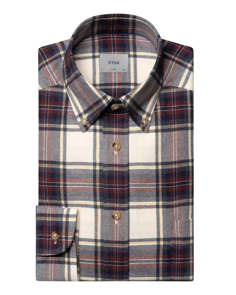Eton Flanellhemd mit Karomuster und Button Down-Kragen, Medium in Rostrot