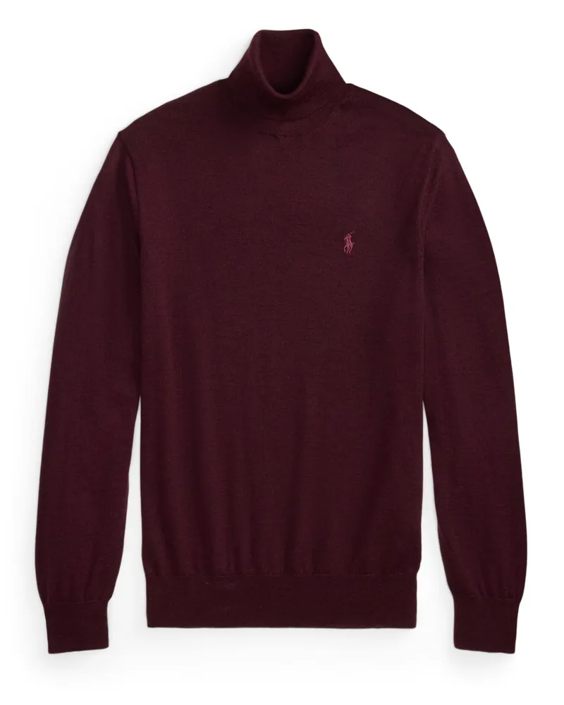 Ralph Lauren Rollkragenpullover aus waschbarer Merinowolle in Bordeaux