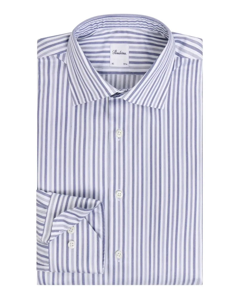 Stenströms Hemd aus Twofold Super Cotton mit Streifen, Slimline in Marine