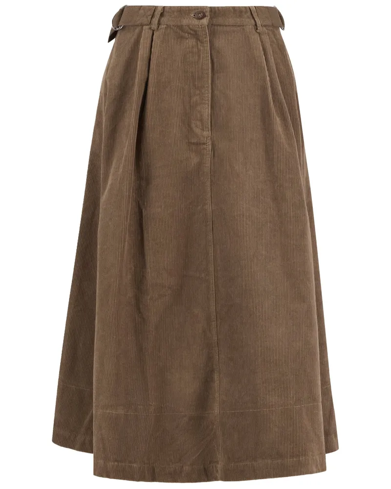 Barbour Langer Damen-Rock Yasmin aus Baumwollcord in Braun